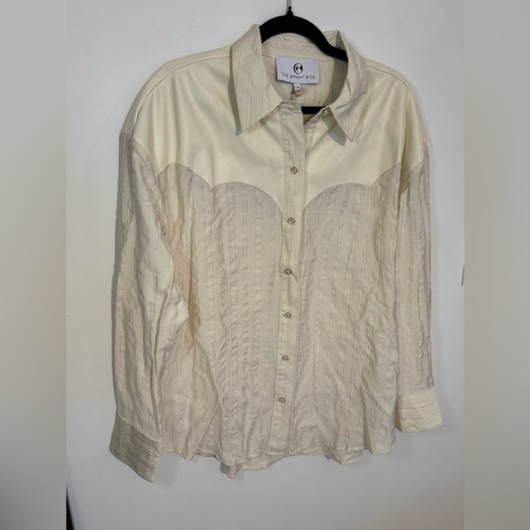 The Bright Side by Rocky Barnes Western Boyfriend Shirt in cloud color size M - Picture 3 of 7
